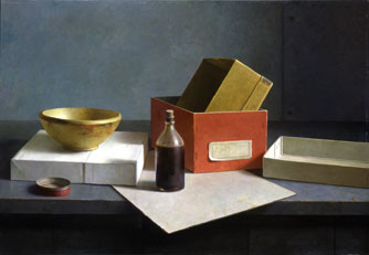 <em>Still Life</em> - Henk Helmantel<br />1988<br />oil on board<br />92 x 136 cm