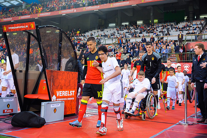 On 1 June, the first time the Red Devils were accompanied on to the field with disadvantaged children