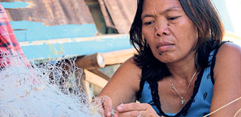 fishing nets are recycled into carpet tiles