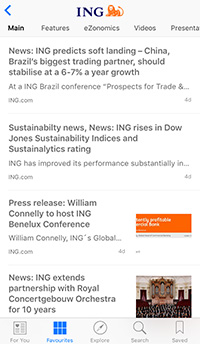 Apple News ING main screen