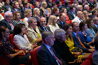 Conference attendees in the meeting hall