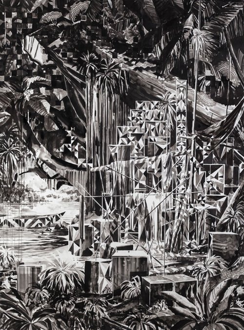 Nik Christensen (1973) <br><em>Something for the lost and found</em><br>2015  <br>Sumi ink on paper