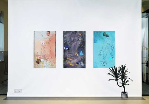 Catherine Biocca (1984)<br /><em>The Final Frontier</em>, 2018<em> & Untitled</em>, 2018 <br />100 x 60 cm <br />Industrial marker on PVC print