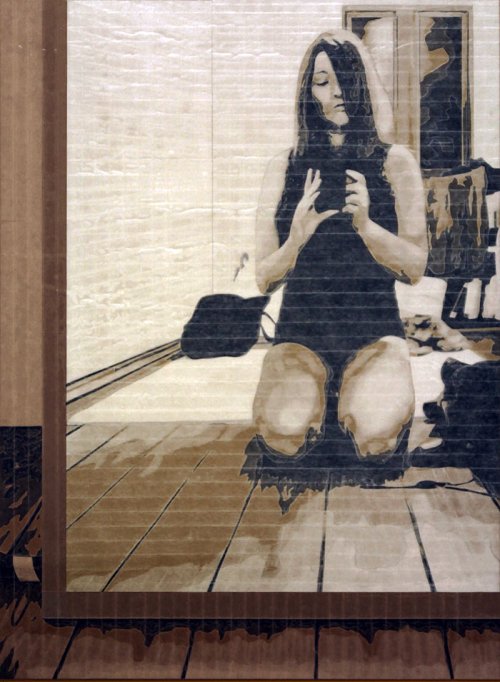 Tom Woestenborghs (1978) <br><em>Reflection</em>, 2017 <br>120 x 100 cm <br>X-film, plastic tape and epoxy on Dibond