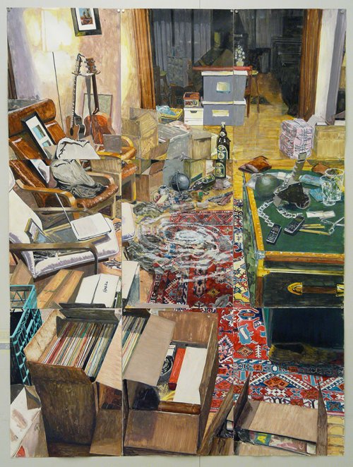Arjan van Helmond (1971) <br><em>Interior #50 (transition)</em> <br>2014 <br>Ink, gouache and acrylic on paper