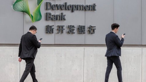 The New Development Bank (NDB), also known as the BRICS development bank, in Shanghai.