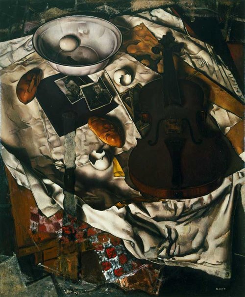 <strong>Loan</strong>: <em>Stilleven met viool en kranteknipsels met zelfportretten van Schuhmacher en Hynckes</em>, Dick Ket, ca. 1936<br> <strong>Title of exhibition</strong>: <em>4 REALISTEN | De serene blik</em><br> <strong>Location</strong>: Museum MORE, Gorssel<br> <strong>Period</strong>: 4 February 2018 - 13 May 2018<br> <strong>Link</strong>: <L CODE="C02">https://www.museummore.nl/agenda/4-realisten-serene/</L>
