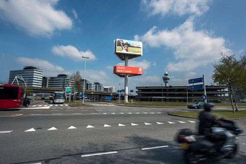 This billboard is the biggest eye catcher of the campaign, just outside the airport.