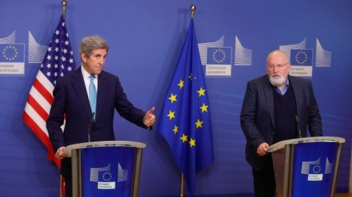The US is catching up with Europe on green and ESG issues. The US Envoy for Climate, John Kerry, and the EC's Green Deal lead, Frans Timmermans, pictured in 2021