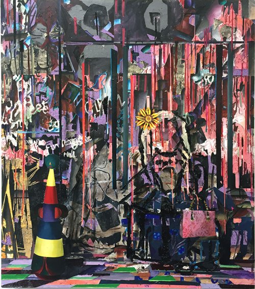 Tjebbe Beekman (1972) <br /><em>Las Meninas</em> (2019) <br / >160 x 140 cm <br />Acrylic, dirt, plaster on panel