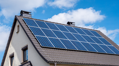 photovoltaic panels on the side of a roof