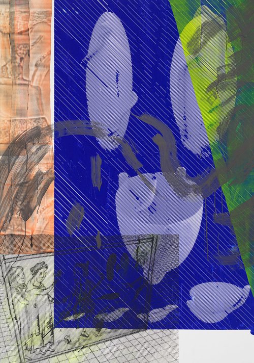 Alexander Carver (1987) <br /><em>Sphere Eversion I</em> (2019) <br />218 x 152 cm <br />Acrylic mixed with pigment on canvas